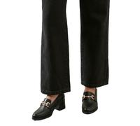 Wallis Women's Wide Fit Lydia Faux Leather Snaffle Trim Apron Front Medium Heeled Loafers in Black | Size: 4 Wallis Black 4