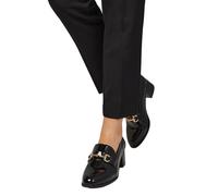 Wallis Women's Wide Fit Lydia Faux Leather Snaffle Trim Apron Front Medium Heeled Loafers in True Black | Size: 5 Wallis True Black 5
