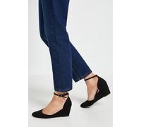 Wallis Women's Wide Fit Nuria Faux Suede Medium Wedge Court Shoes in Natural Black | Size: 7 Wallis Natural Black 7