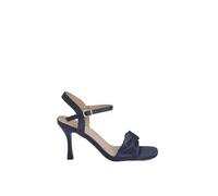 Wallis Wide Fit Sally Satin Soft Twist Front High Stiletto Heel Sandals, 5, Navy