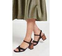 Wallis Women's Wide Fit Samiyas Faux Leather Cross Strap Casual Medium Block Heeled Sandals in Black | Size: 5 Wallis Black 5