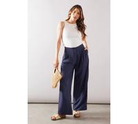 Wallis Wide Leg Pleat Detail Trouser In Navy navy 12