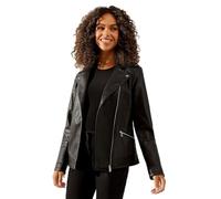 Wallis Women’s Black Faux Leather Biker Jacket, Faux Leather, Biker Style, Autumn Winter, Work, Office, Commute, Casual, Evening, Weekend Brunch
