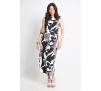 Wallis Women's Abstract Belted Maxi Dress in Black | Size: 12 Wallis Black 12