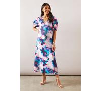 Wallis Women's Abstract Organza Pocket Midaxi Dress in Navy | Size: 10 Wallis Navy 10