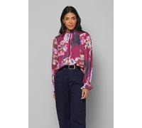 Wallis Women's Abstract Print Shirred Neck Blouse in Black | Size: 8 Wallis Black 8
