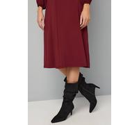 Wallis Women's Amelia Faux Suede Ruche Kitten Heel Calf Boots in Natural Black | Size: 6 Wallis Natural Black 6