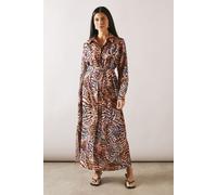 Wallis Women's Animal Button Through Midi Shirt Dress in Natural | Size: 10 Wallis Natural 10