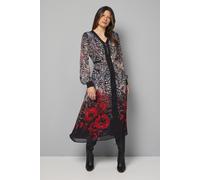 Wallis Women's Animal Ombre Floral Zip Midi Dress in Black | Size: 12 Wallis Black 12