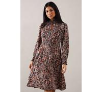 Wallis Women's Animal Print Key Hole Detail Satin Midi Dress | Size: 8 Wallis Animal 8