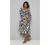 Wallis Women's Animal Viscose Tie Front Midi Dress in Black | Size: 12 Wallis Black 12