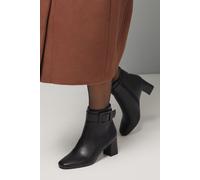 Wallis Women's Athena Faux Leather Covered Buckle Square toe Medium Block Heel Ankle Boots in Black | Size: 7 Wallis Black 7