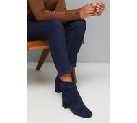 Wallis Women's Athena Faux Suede Covered Buckle Square toe Medium Block Heel Ankle Boots in Navy | Size: 8 Wallis Navy 8