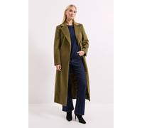 Wallis Women's Belted Longline Midi Coat in Olive | Size: 10 Wallis Olive 10