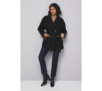 Wallis Women's Belted Shawl Collar Coat in Black | Size: 18 Wallis Black 18
