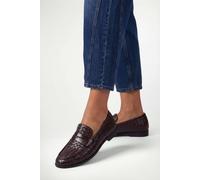 Wallis Billie Faux Leather Woven Loafers, 5, Chocolate