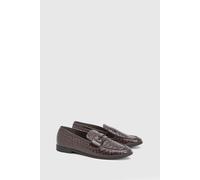 Wallis Billie Faux Leather Woven Loafers, 6, Chocolate