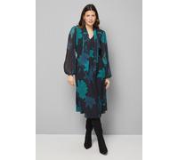 Wallis Women's Black Floral Pussybow Tie Neck Midi Dress | Size: 10 Wallis Black 10