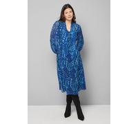 Wallis Women's Blue Abstract Woven Tie Neck Midi Dress | Size: 20 Wallis Blue 20