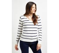 Wallis Women's Breton Stripe Knitted Jumper in Ivory | Size: Large Wallis Ivory L