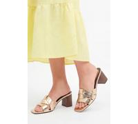 Wallis Women's Brooklyn Faux Leather Block Heel Mules in Gold | Size: 6 Wallis Gold 6