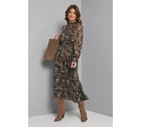 Wallis Women's Brown Leopard Burn Out Shirred Midaxi Dress | Size: 14 Wallis Brown 14