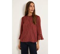 Wallis Women's Burnout Ruffle Neck Blouse in Ginger | Size: 20 Wallis Ginger 20