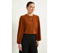 Wallis Women's Button Detail Keyhole Blouse in Ginger | Size: 12 Wallis Ginger 12