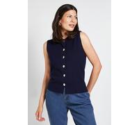 Wallis Women's Button Detail Knitted Vest Top in Navy | Size: Medium Wallis Navy M