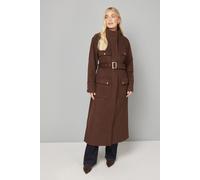 Wallis Women's Button Down Military Belted Collar Coat in Chocolate | Size: 14 Wallis Chocolate 14
