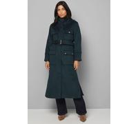 Wallis Women's Button Down Military Belted Collar Coat in Green | Size: 16 Wallis Green 16