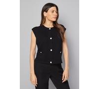 Wallis Women's Button Through Knitted Tank in Black | Size: Large Wallis Black L