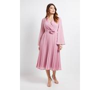 Wallis Women's Cape Sleeve Pleated Corsage Midi Dress in Blush | Size: 14 Wallis Blush 14