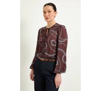 Wallis Women's Chain Print Ruffle Front Blouse in Brown | Size: 16 Wallis Brown 16