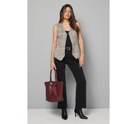 Wallis Women's Check Button Through Waistcoat in Beige | Size: 12 Wallis Beige 12