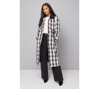 Wallis Women's Check Contrast Collar Trench Coat in Mono | Size: 16 Wallis Mono 16