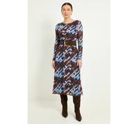 Wallis Check Print Mesh Wrap Midi Dress In Chocolate chocolate