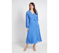 Wallis Women's Chiffon Pleat Detail Midi Dress in Blue | Size: 14 Wallis Blue 14