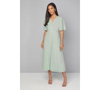 Wallis Women's Chiffon Pleated Sleeve Midi Dress in Mint | Size: 18 Wallis Mint 18