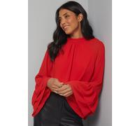 Wallis Women's Chiffon Tie Back Ruffle Sleeve Blouse in Red | Size: 14 Wallis Red 14
