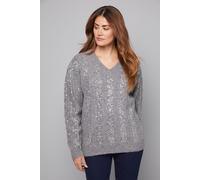 Wallis Women's Christmas Sequin Knitted Jumper in Grey Marl | Size: Small Wallis Grey Marl S