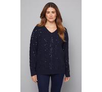 Wallis Women's Christmas Sequin Knitted Jumper in Navy | Size: Medium Wallis Navy M
