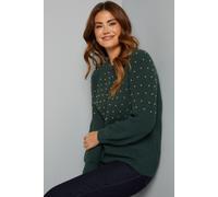 Wallis Women's Christmas Stud Knitted Jumper in Khaki | Size: Small Wallis Khaki S