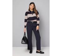 Wallis Women's Collared Polo Striped Jumper in Navy | Size: XL Wallis Navy XL