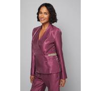 Wallis Women's Collarless Double Breasted Button Detail Blazer in Purple | Size: 20 Wallis Purple 20