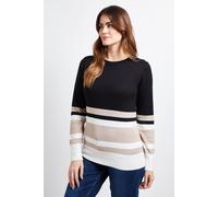 Wallis Women's Colour Block Stripe Knitted Jumper in Black | Size: Small Wallis Black S