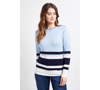 Wallis Women's Colour Block Stripe Knitted Jumper in Light Blue | Size: Small Wallis Light Blue S