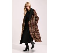 Wallis Women's Contrast Collar Check Coat | Size: 18 Wallis Multicolor 18