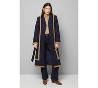 Wallis Women's Contrast Detail Belted Coat in Navy | Size: 18 Wallis Navy 18