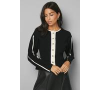 Wallis Women's Contrast Knitted Jacket in Black | Size: XL Wallis Black XL